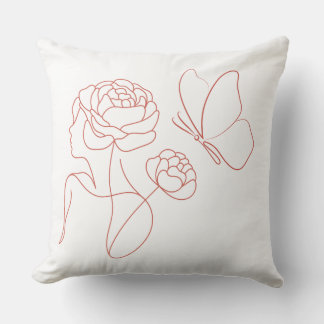 Modern Floral Line Art Cushion