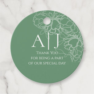 Modern Floral Line Drawn Wedding Favour Tags