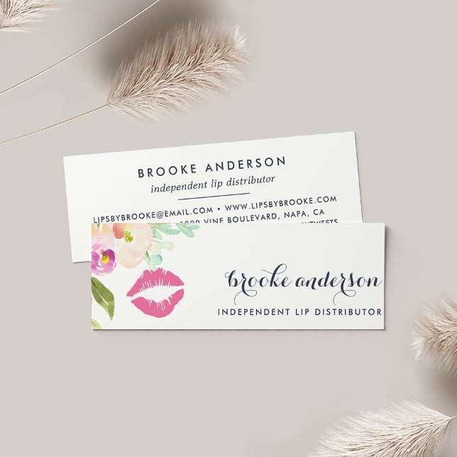 Modern Floral Lip Product Distributor Mini Business Card (Creator Uploaded)