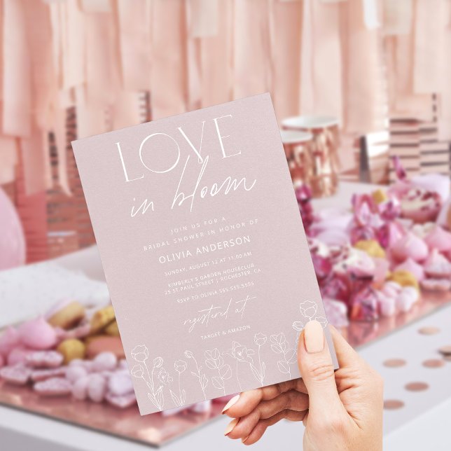 Modern Floral Love in Bloom Bridal Shower Invitati Invitation (Creator Uploaded)