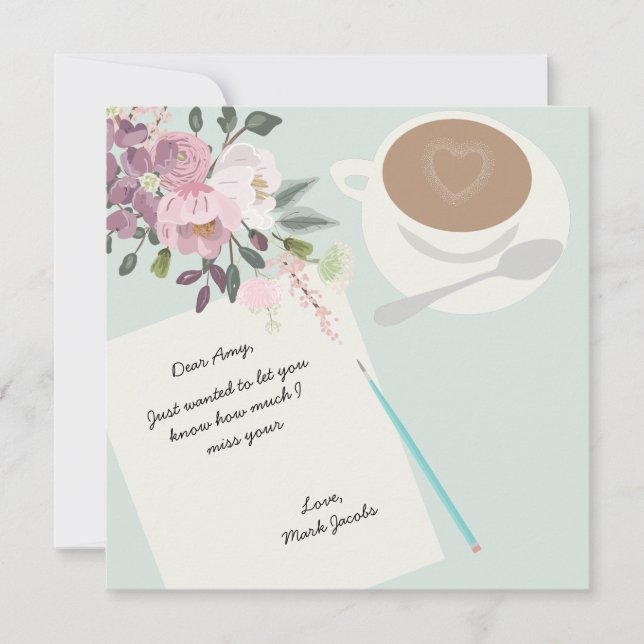 Modern floral love  Personal note custom message Card (Front)