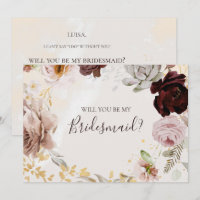 Modern Floral | Marble Bridesmaid Proposal Card