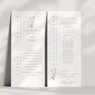 Modern Floral Mauve Wedding Ceremony Program