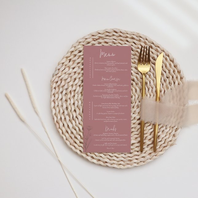 Modern Floral Mauve Wedding  Menu (Creator Uploaded)