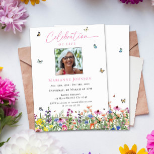 Modern Floral Memorial Celebration of Life  Invitation