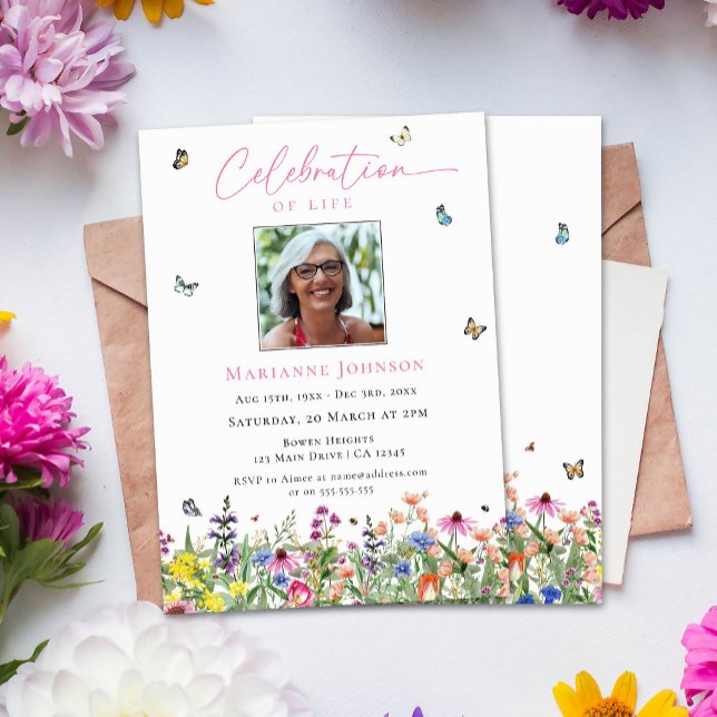 Modern Floral Memorial Celebration of Life  Invitation (Creator Uploaded)