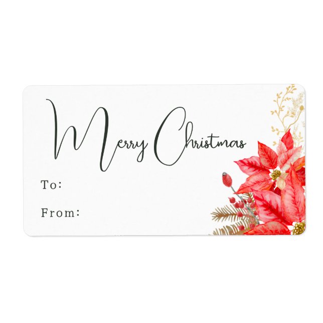 Modern Floral Merry Christmas Rectangular Gift (Front)