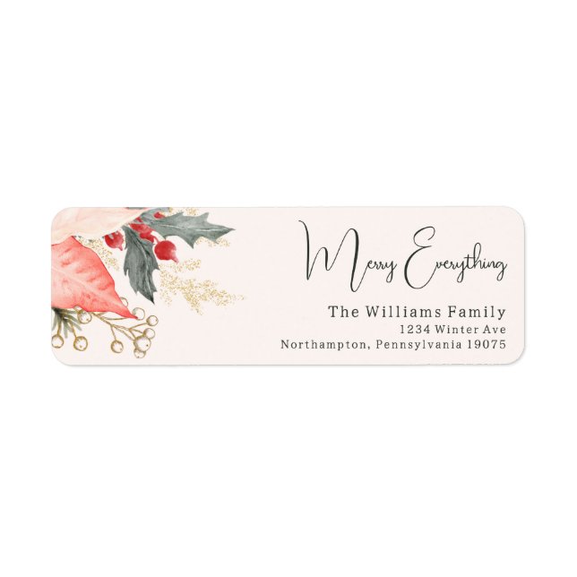 Modern Floral Merry Everything Return Address (Front)