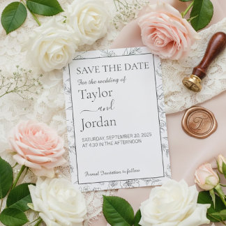 Modern Floral | Minimalist Botanical Wedding  Save The Date