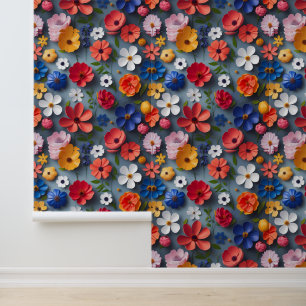 Modern Floral Mix and Match Paper Flower Removable Wallpaper