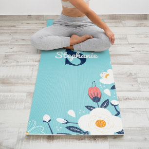 Modern Floral Monogram Yoga Mat