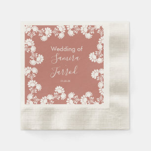 Modern Floral Motif Nuetral Wedding   Napkin