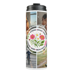 Modern Floral Multi-Photo Custom Mother's Day Thermal Tumbler