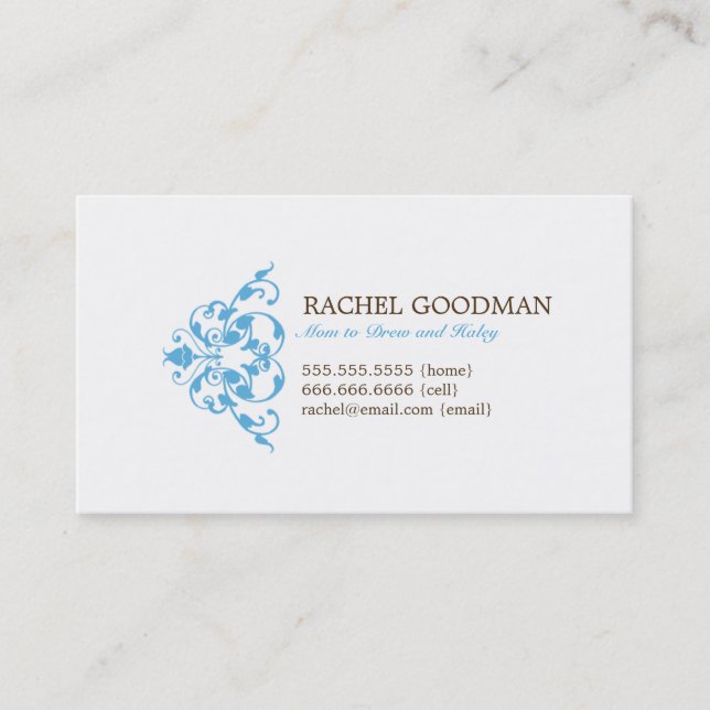 Modern Floral Mummy Card / Personal Calling Card (Front)