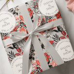 Modern Floral Names Wedding Wrapping Paper<br><div class="desc">This elegant Modern Floral Names Wedding Wrapping Paper showcases a hand-drawn red and black flower pattern on a stylish taupe background,  featuring hydrangea,  hibiscus,  jasmine,  and bignonia blooms. Personalise with your heading,  names,  and date. Perfect for engagement parties,  couples showers,  weddings,  or any romantic celebration.</div>