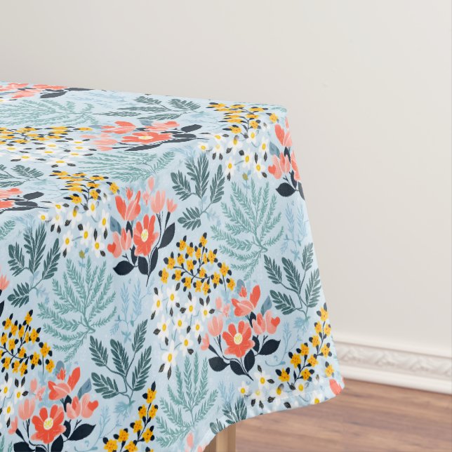 Modern Floral on Blue Tablecloth (In Situ)