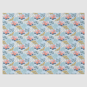 Modern Floral on Blue Tissue Paper