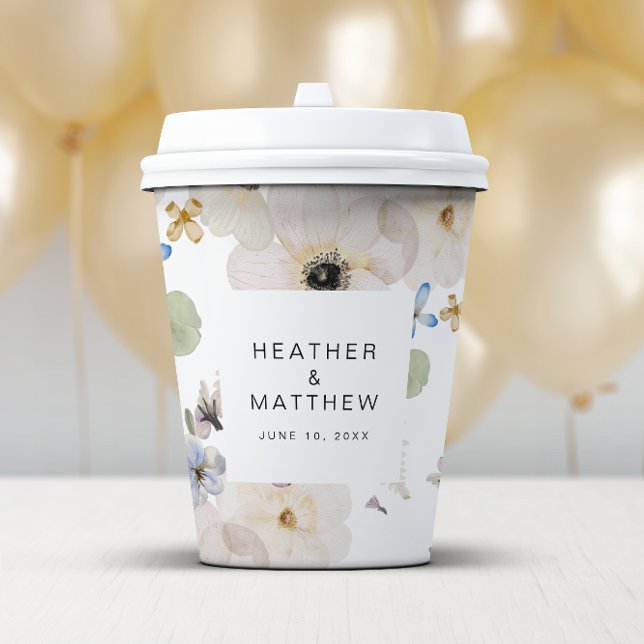 Modern Floral Paper Cups (Modern Floral Watercolor Paper Cups by Painted Paperie
)
