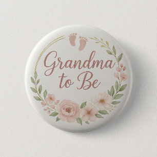 Modern Floral Pastel Grandma to Be Button