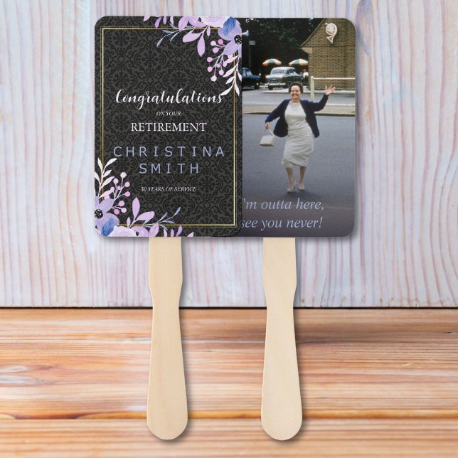 Modern Floral Pastel Watercolor Retirement Party Hand Fan (Modern Floral Pastel Watercolor Retirement Party)