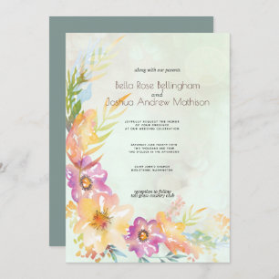 Modern Floral Pastel Wedding Invitation