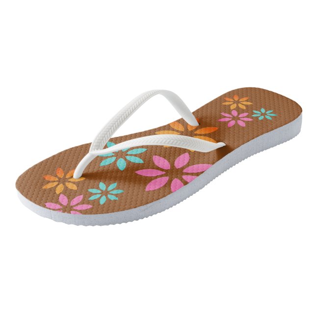 Modern Floral Pattern Beach Footwear Jandals (Angled)