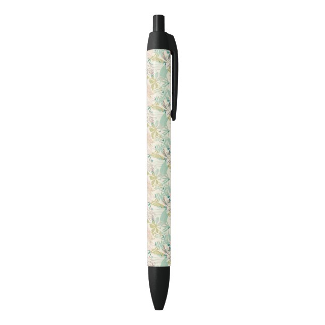 Modern Floral Pattern Black Ink Pen (Bottom (Vertical))