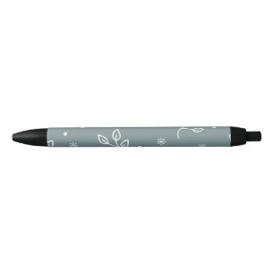 Modern floral pattern black ink pen