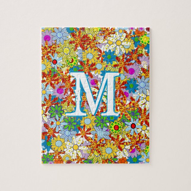 Modern Floral Pattern Bright Colours Jigsaw Puzzle (Vertical)