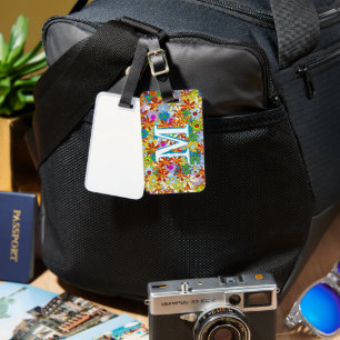 Modern Floral Pattern Bright Colours Luggage Tag
