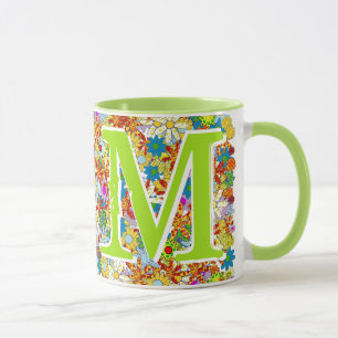 Modern Floral Pattern Bright Colours Mug