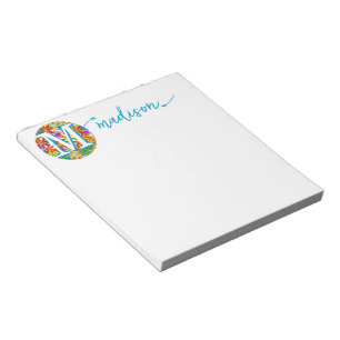 Modern Floral Pattern Bright Colours Notepad