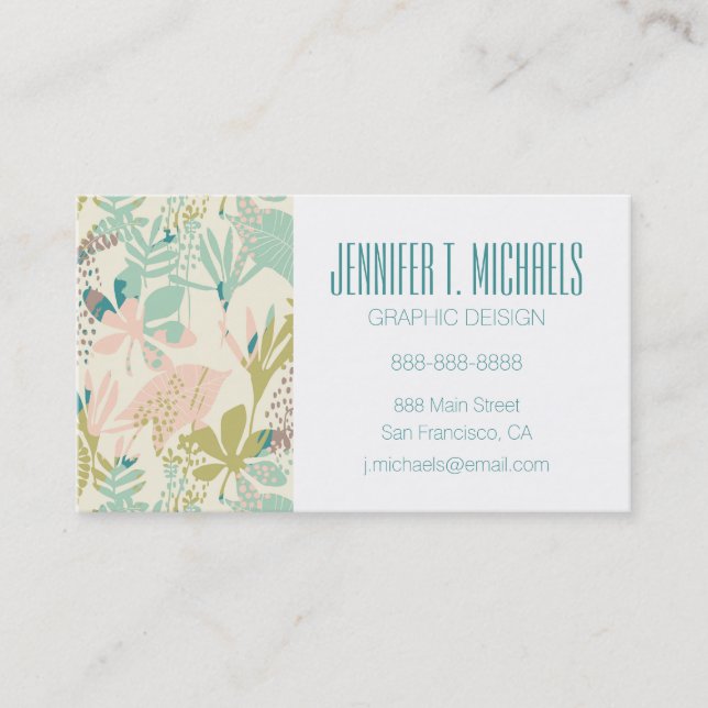 Modern Floral Pattern Business Card (Front)