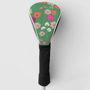 Modern Floral Pattern Gift For Her+Custom Initials Golf Head Cover