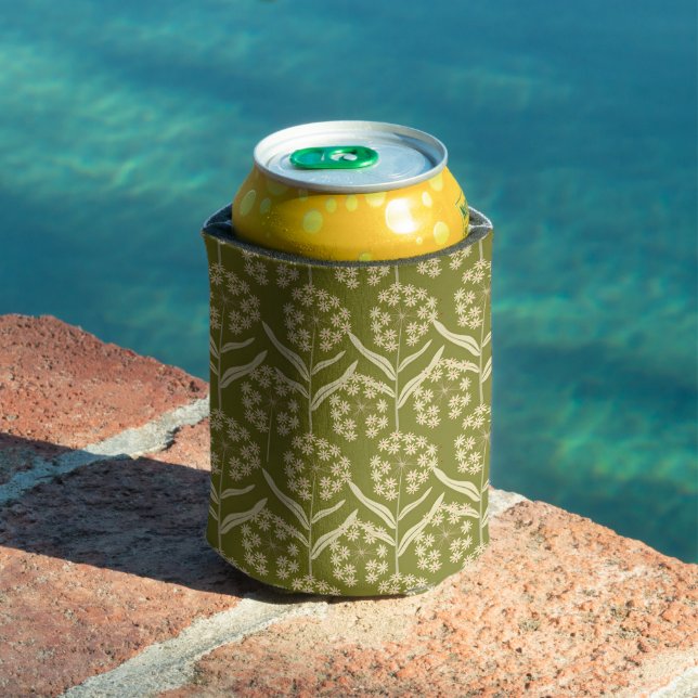 Modern Floral Pattern: White Umbel Flowers Can Cooler (In Situ Pool)