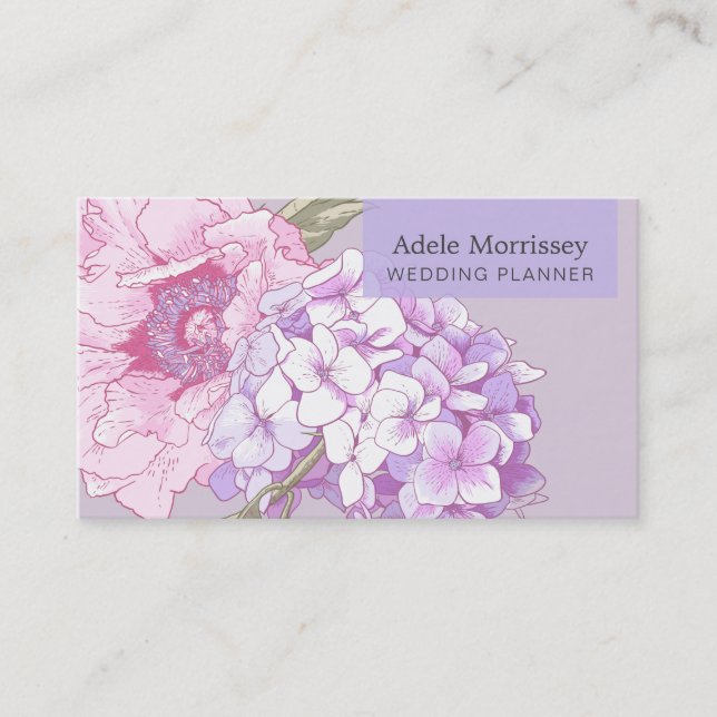 Modern Floral Peony Flower Business Card (Front)