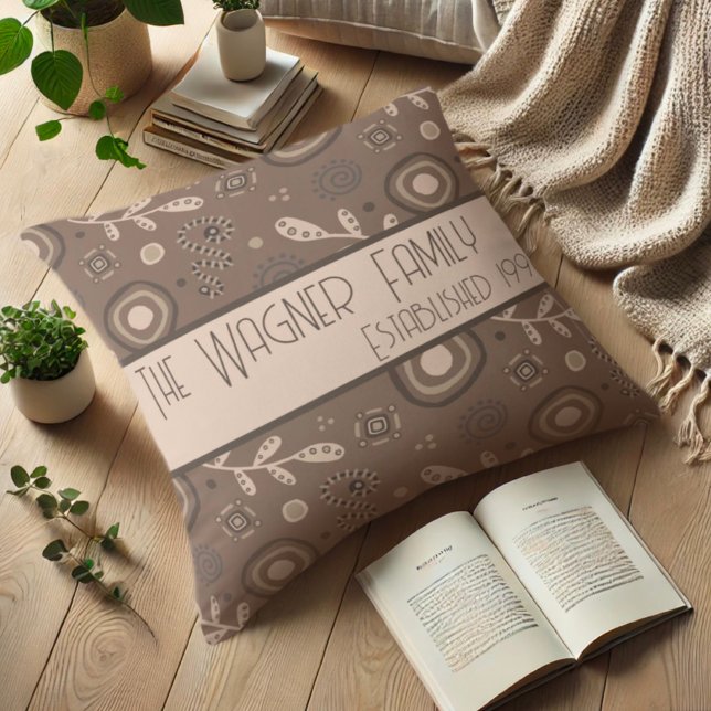 Modern Floral Personalised Brown Inspirivity Cushion (Creator Uploaded)