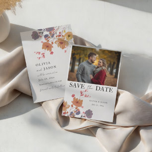 Modern Floral & Photo Save the Date Wedding