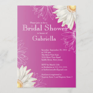 Modern Floral Pink Blue Daisy Bridal Shower Invitation