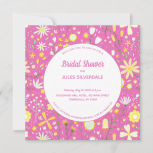 Modern Floral Pink Bridal Shower Invitation