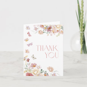 Modern Floral Pink Bridal Shower Thank You Card