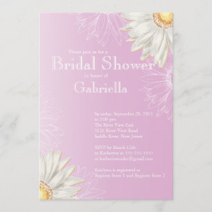 Modern Floral Pink Daisy Bridal Shower Invitation