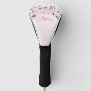 Modern Floral Pink Elegant Feminine  Golf Head Cover