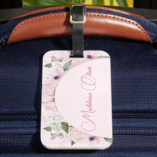 Modern Floral Pink Elegant Feminine Luggage Tag