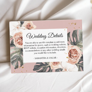 Modern Floral Pink & Green Tropical Leaf & Orchid Enclosure Card