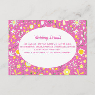 Modern Floral Pink Wedding Details Enclosure Card