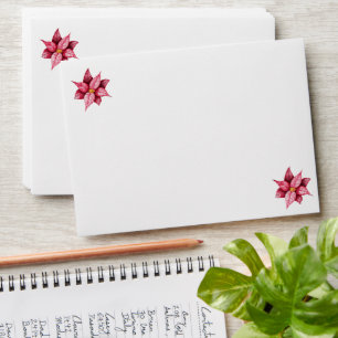 Modern Floral Poinsettia Watercolor Christmas Envelope