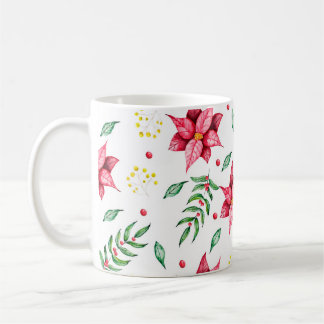 Modern Floral Poinsettia Watercolor Coffee Mug