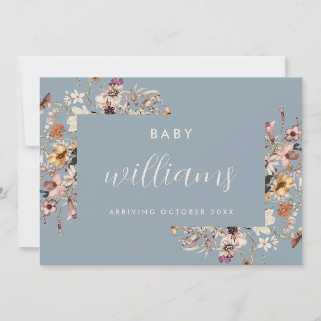 Modern Floral Pregnancy Announcement Card (Front)