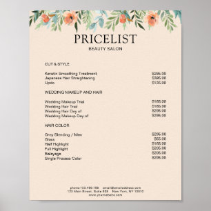 Modern Floral Preislisten  Poster